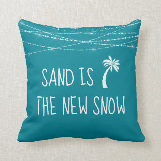 Cute Teal #Tropical Sand is the New Snow Palm Tree Cushion
