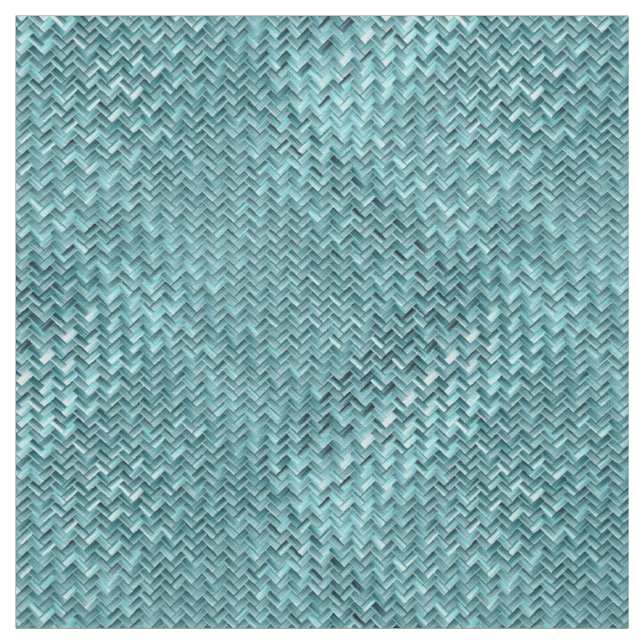 Cute Teal Turquoise Blue Faux Rattan Weave Pattern Fabric (Swatch)