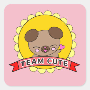 Cute Team Girl Boy Children Square Sticker