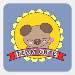 Cute Team Girl Boy Childrens Square Sticker