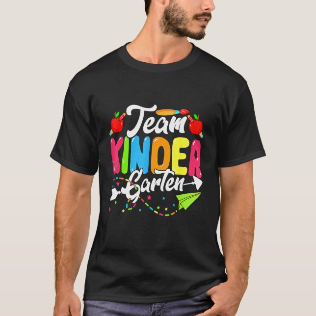 Cute Team Kindergarten Happy Back To School Teache T-Shirt (Front)