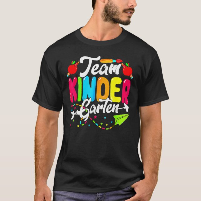 Cute Team Kindergarten Happy Back To School Teache T-Shirt (Front)