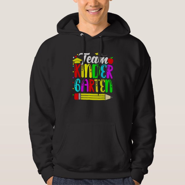Cute Team Kindergarten Pencil Back To School Teach Hoodie (Front)