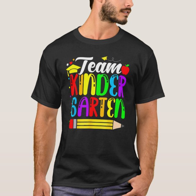 Cute Team Kindergarten Pencil Back To School Teach T-Shirt (Front)