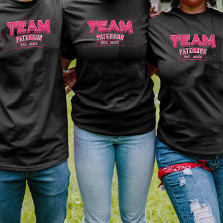 Cute Team Pink Family Custom Name Black Sports T-Shirt