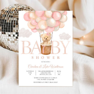 Cute Teddy Balloon Baby Shower Invitation