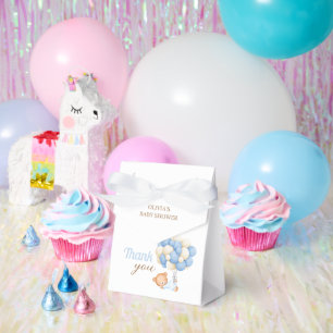 Cute Teddy Balloons Baby Boy Shower Thank You Favour Box