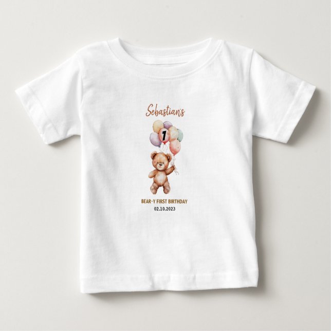 Cute Teddy Bear 1st Birthday | Sweet Bear  Baby T-Shirt (Front)