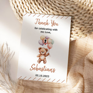 Cute Teddy Bear 1st Birthday   Sweet Bear  Thank You Card