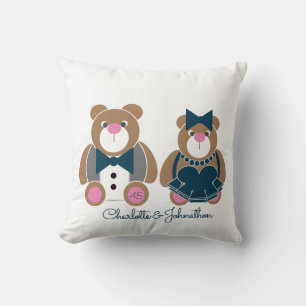 Cute teddy bear 45th sapphire wedding anniversary cushion