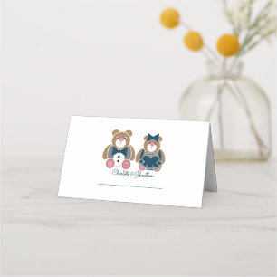 Cute teddy bear 45th sapphire wedding anniversary place card