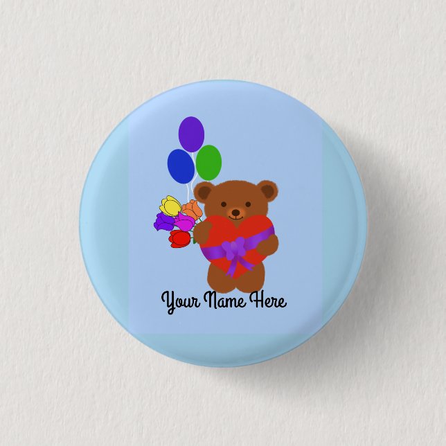 Cute Teddy Bear #4 Button (Front)