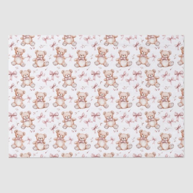 Cute Teddy Bear and Baby shower Tissue Paper (Front)