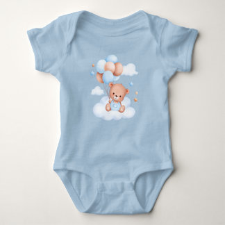 Cute Teddy Bear and Balloons Baby Bodysuit