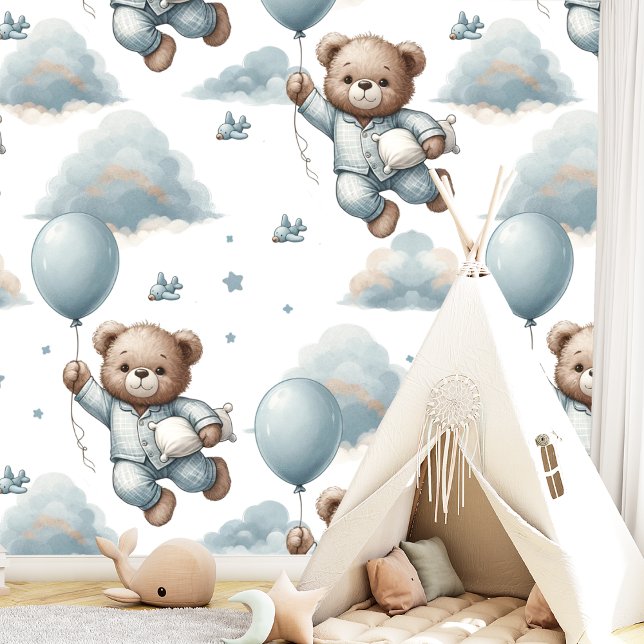 Cute Teddy Bear and Balloons Watercolor Wallpaper (Creator Uploaded)