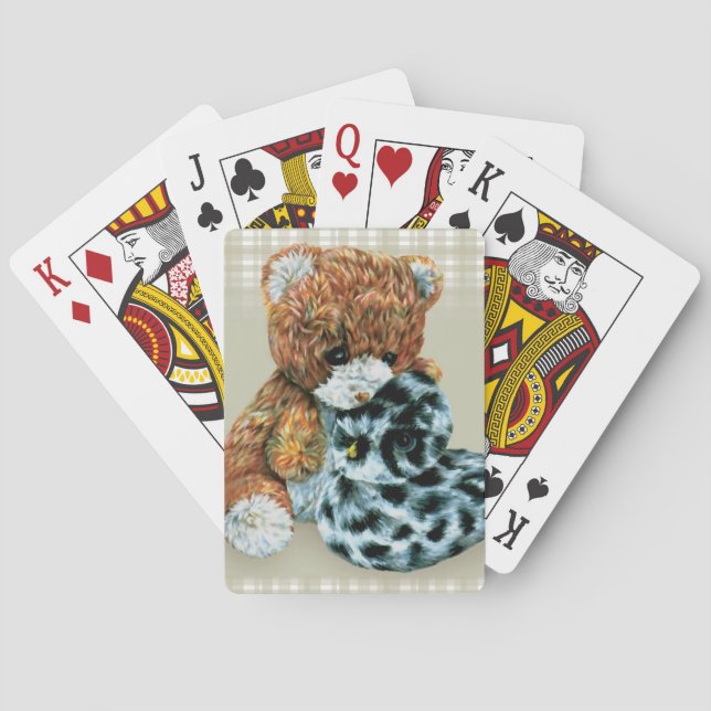 Cute teddy bear and duck playing cards (Back)