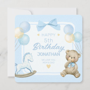 Cute Teddy Bear And Rocking Horse Invitation