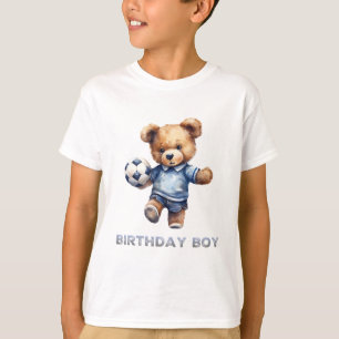 Cute Teddy Bear and Soccer Birthday Party T-Shirt