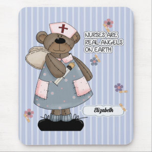 Cute Teddy Bear Angel Nurse Appreciation Gift Mouse Pad
