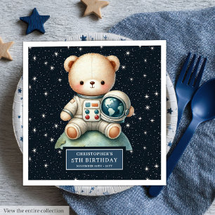 Cute Teddy Bear Astronaut Napkins for Shower Party