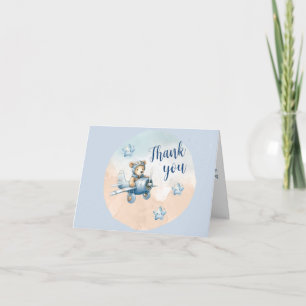 Cute Teddy Bear Aviator Baby Shower Thank You Card