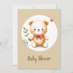 Cute Teddy Bear Baby  Baby Shower Invitation
