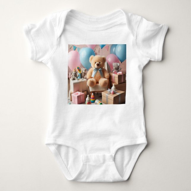 Cute Teddy Bear  Baby Bodysuit (Front)