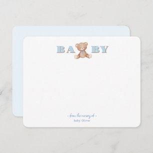 Cute Teddy Bear Baby boy Thank You card
