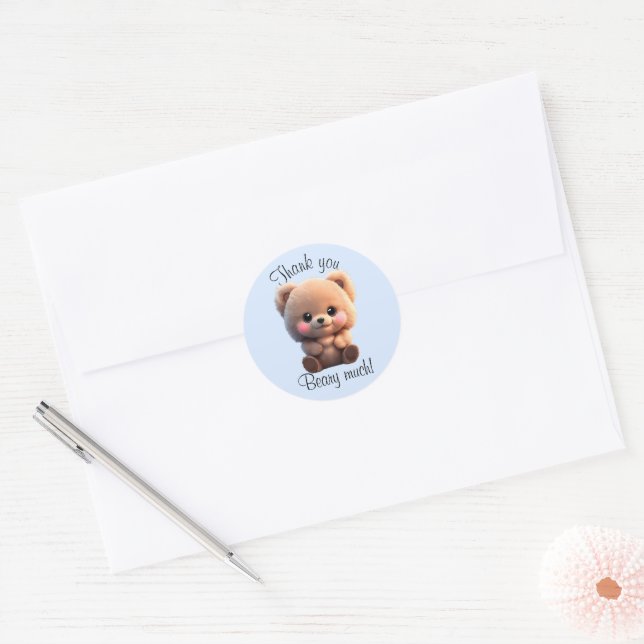 Cute teddy bear baby classic round sticker (Envelope)