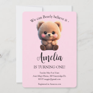 Cute teddy bear baby girl 1st birthday