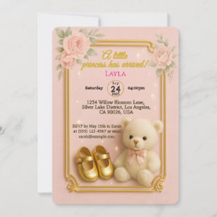 Cute Teddy Bear Baby Girl InvitationInvitation Inv Invitation