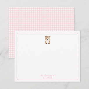 Cute Teddy Bear Baby girl Thank You card