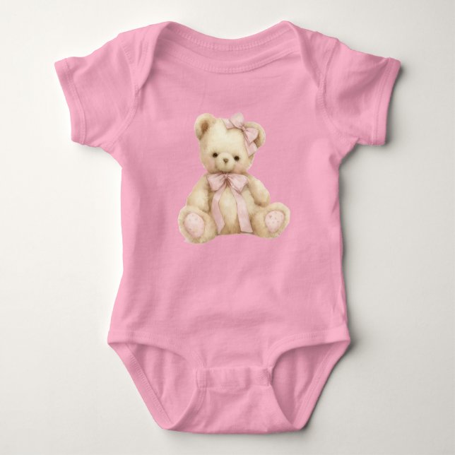 Cute Teddy Bear Baby Jersey Bodysuit (Front)