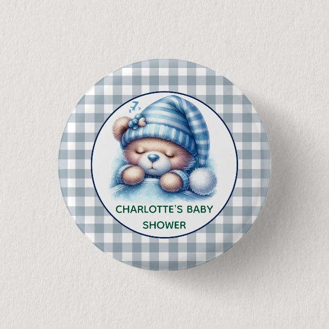 Cute Teddy Bear Baby Shower 3 Cm Round Badge (Front)