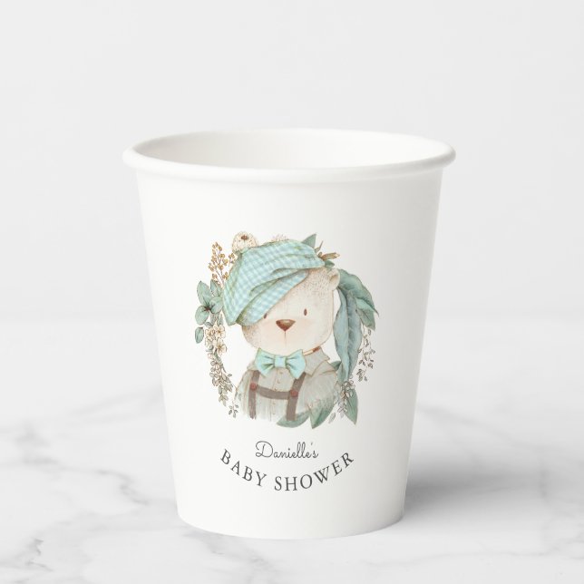 Cute Teddy Bear Baby Shower for Boy Paper Cups (Front)