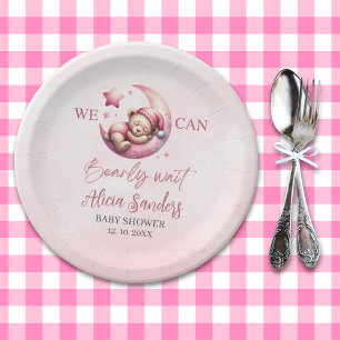 Cute Teddy Bear Baby shower Girl Pary Paper Plate