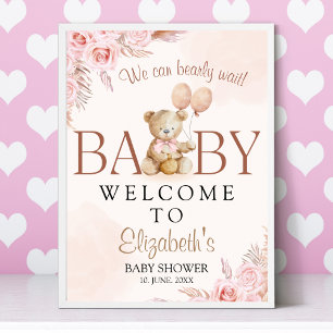 Cute Teddy Bear Baby Shower Girl Poster