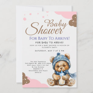 Cute Teddy Bear Baby Shower Invitation