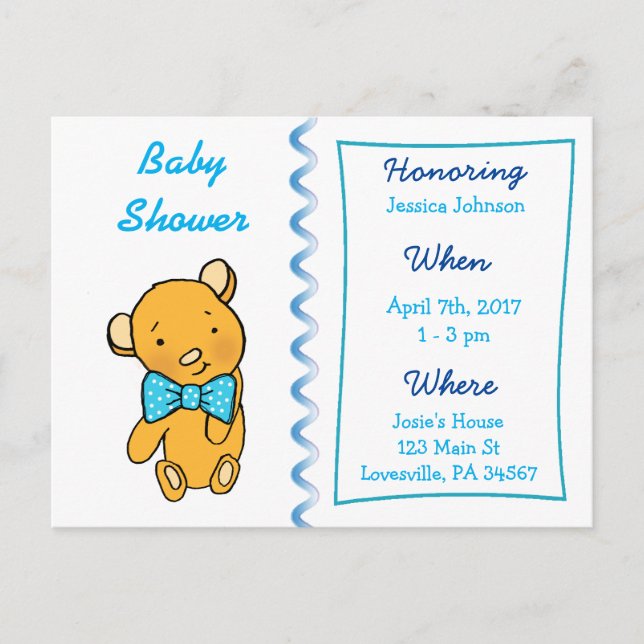 Cute Teddy Bear Baby Shower Invitation (Front)