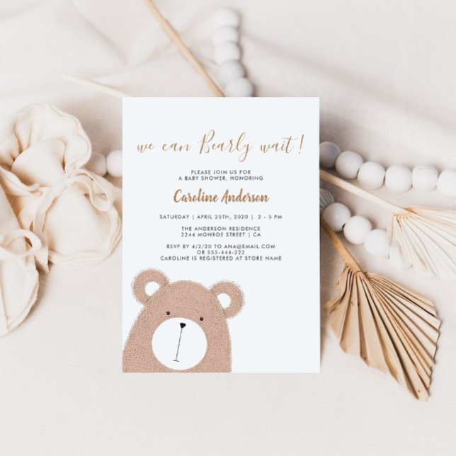 Cute Teddy Bear Baby Shower Invitation (Creator Uploaded)