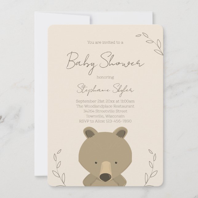 Cute Teddy Bear Baby Shower Invitation (Front)