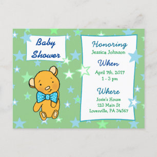 Cute Teddy Bear Baby Shower Invitation Postcard