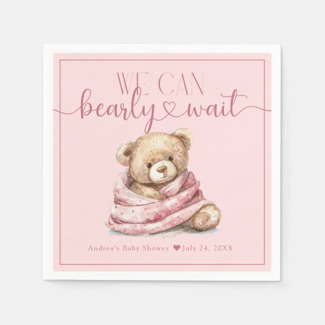 Cute Teddy Bear Baby Shower  Napkin (Front)