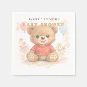 Cute Teddy Bear Baby Shower Paper Napkins