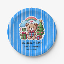 Cute Teddy Bear Baby Shower Paper Plates