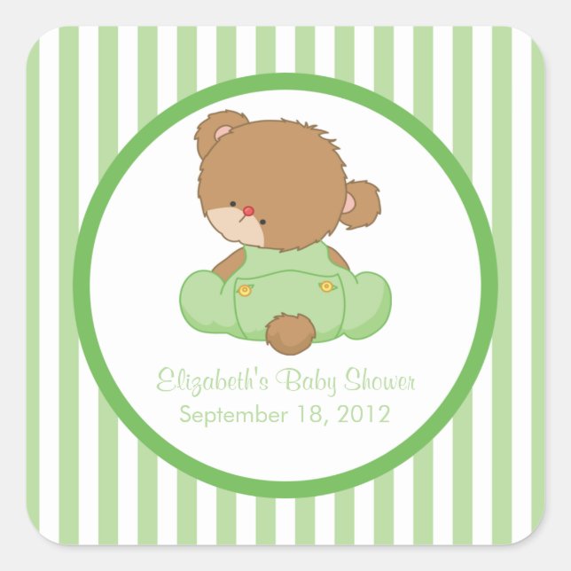 Cute Teddy Bear Baby Shower Square Sticker! Square Sticker (Front)