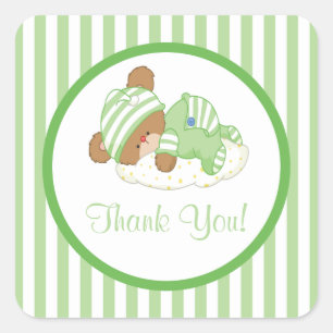 Cute Teddy Bear Baby Shower Square Sticker! Sticker