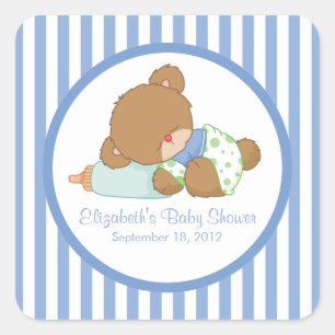 Cute Teddy Bear Baby Shower Square Sticker! Sticker