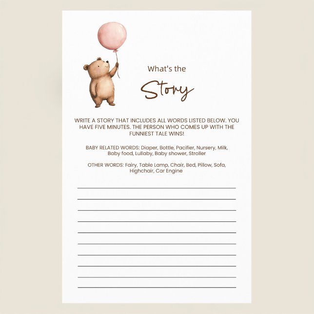Cute Teddy Bear Baby Shower Story Writing Game Flyer (Creator Uploaded)
