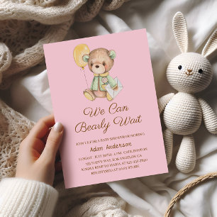 Cute Teddy Bear Baby Shower – We Can Bearly Wait Invitation